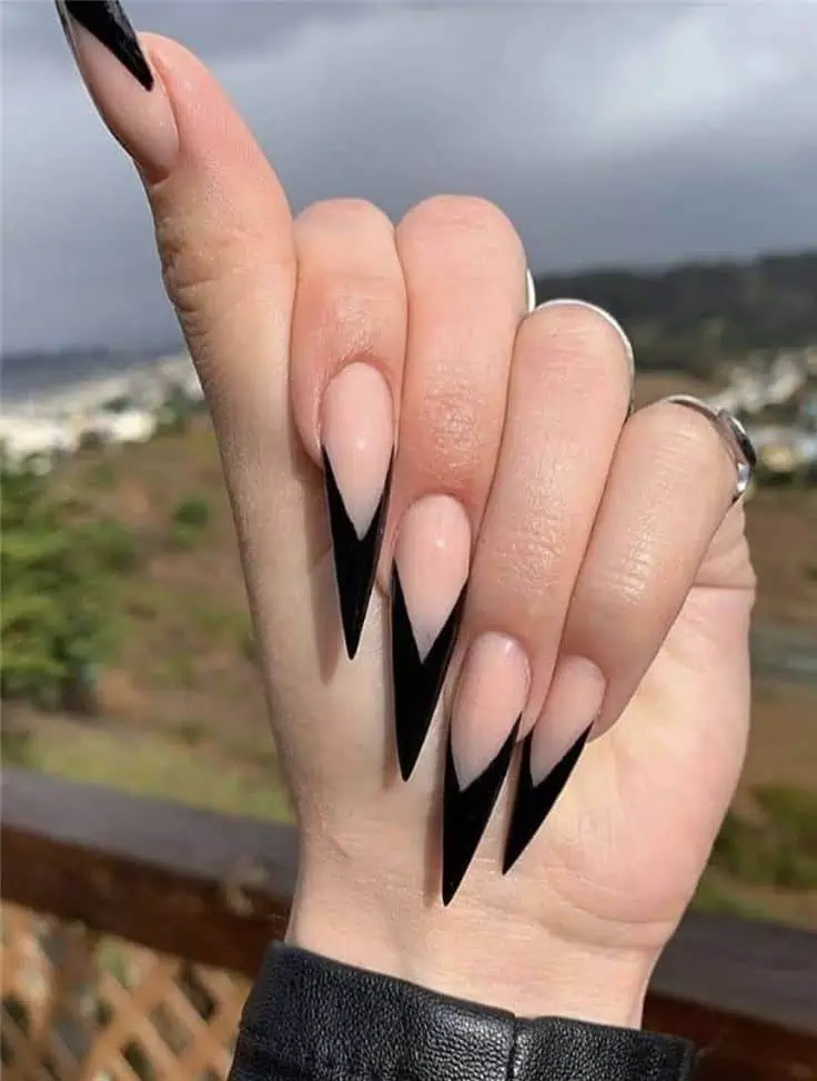 Black French Tip Nails Inspiration and Ideas Nail Aesthetic