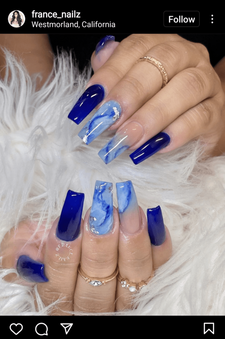 Mixed Designs Navy Blue Nails Inspiration and Ideas