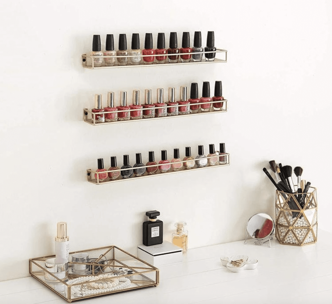 Brass Nail Polish Display Shelf