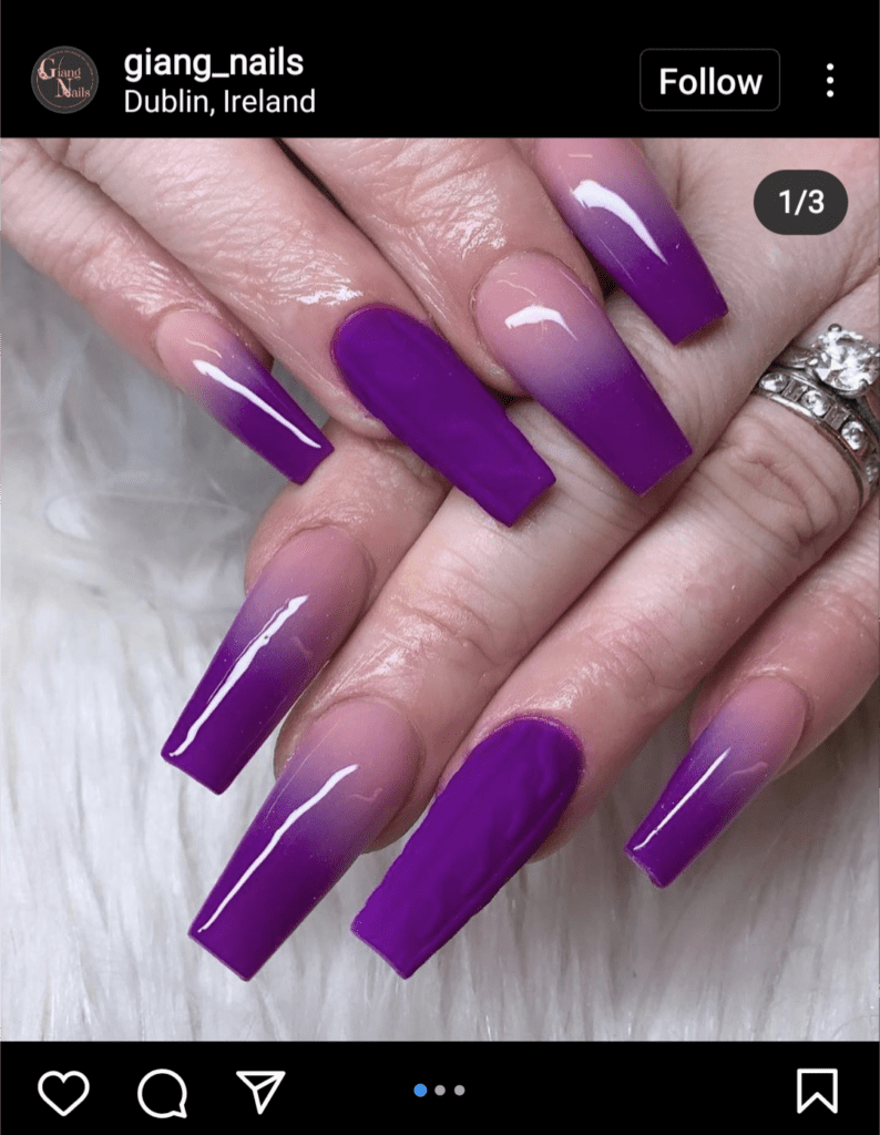 dark purple to light purple ombre nails