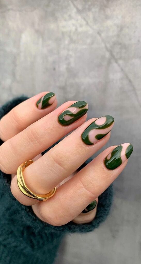 Green Swirl Nails