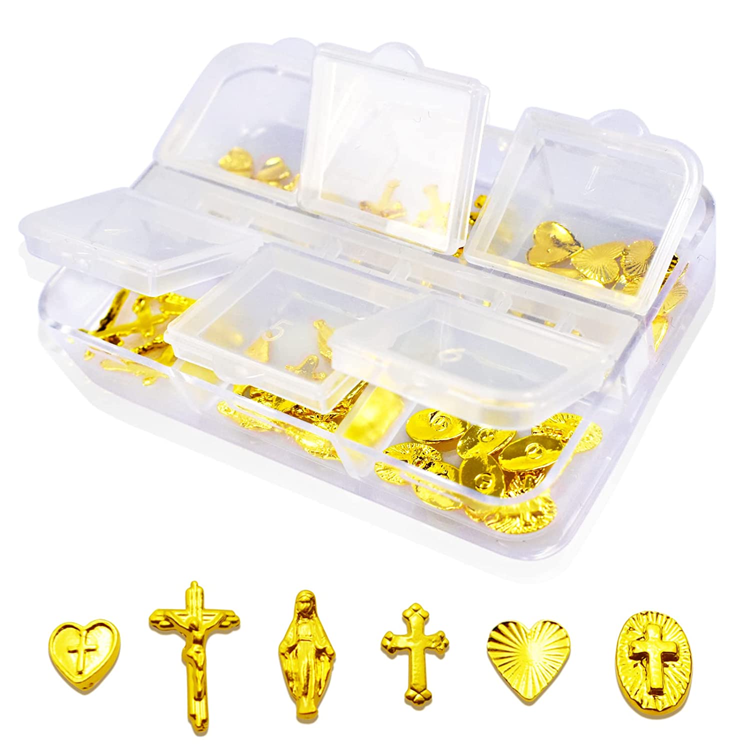 60 Pcs Gold Cross Charms for 3D Nail Art