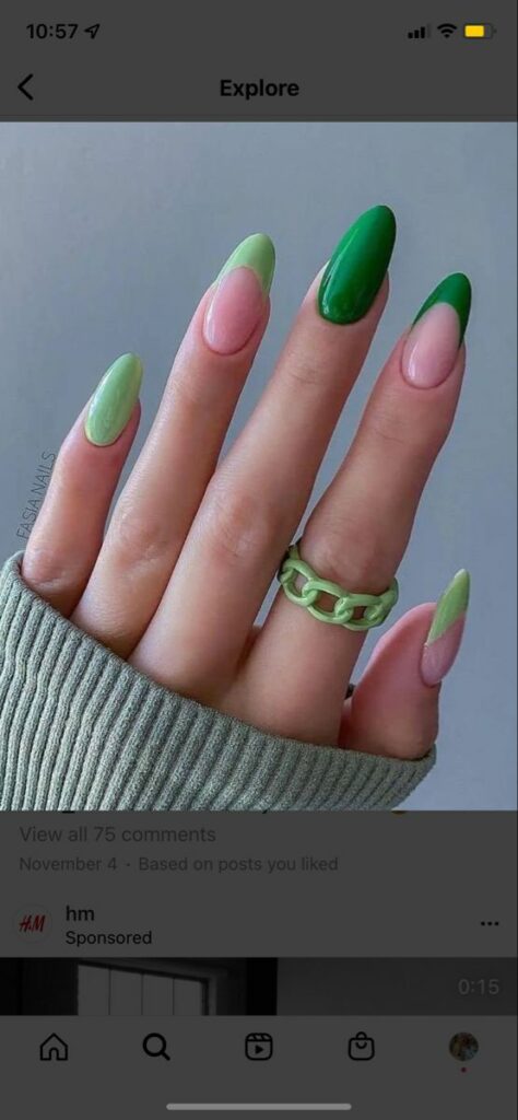 Multi-Shade Green Nails