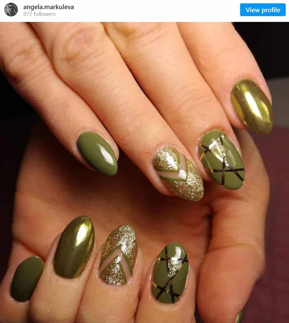 Olive Green Nails Inspiration and Ideas Nail Aesthetic