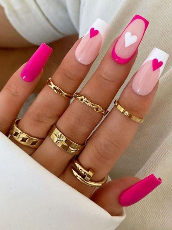 Cute Heart French Manicure Nail Design