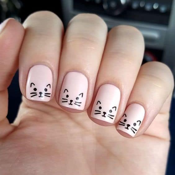 Cute Little Kitty Cat Nail Design