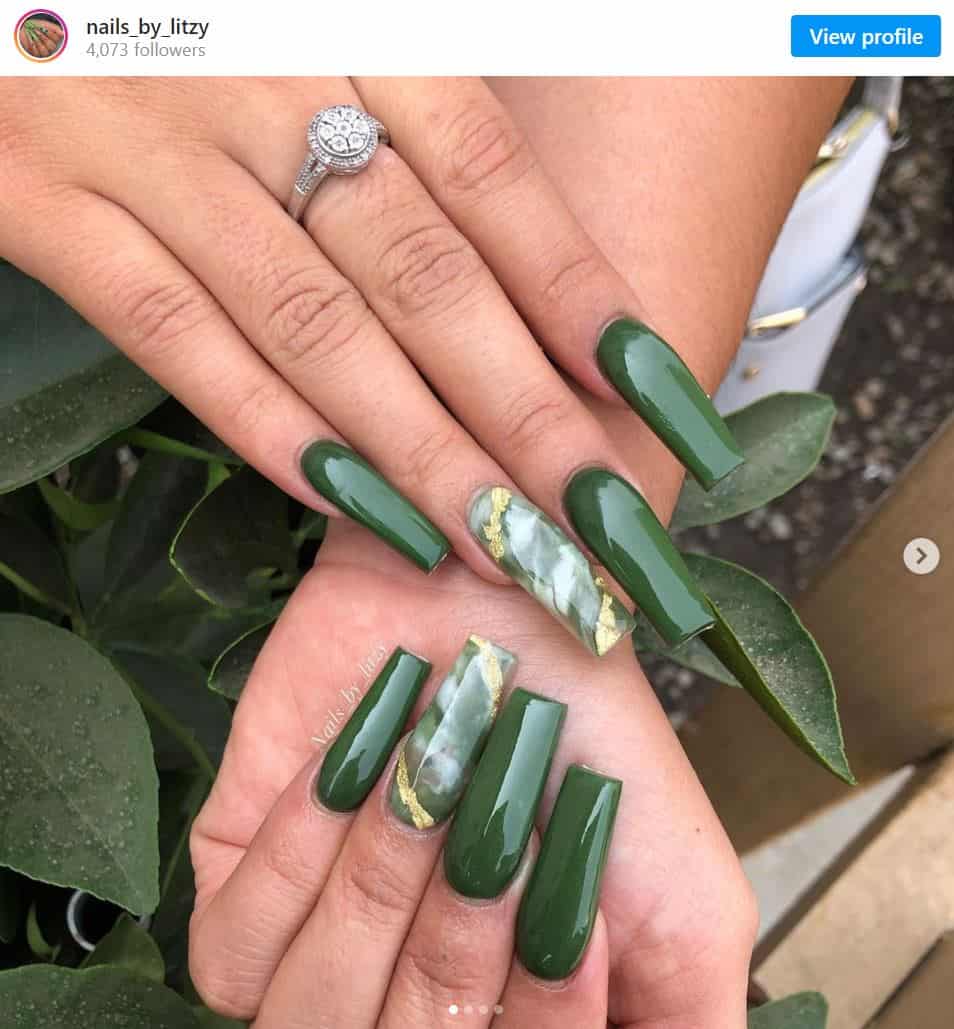 Olive Green Nails Inspiration and Ideas - Nail Aesthetic