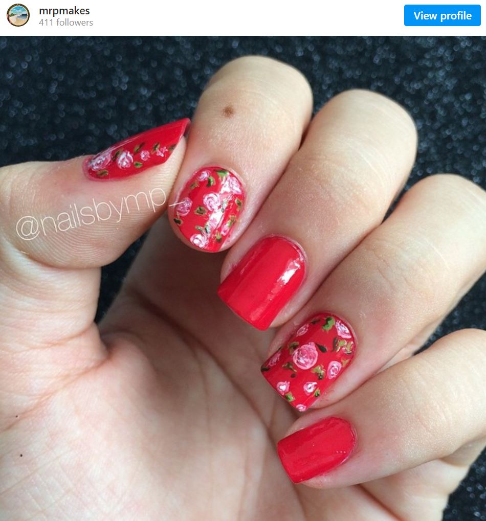 Red Rose Nail Design