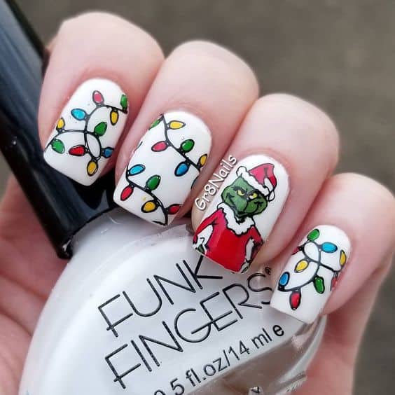 The Grinch Christmas Nails Art