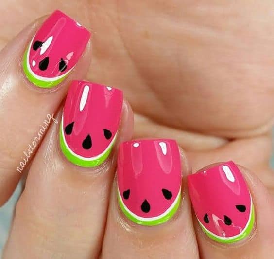 Cute Watermelon Nail Design