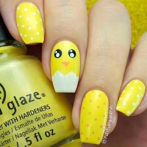 Cute Yellow Easter Nail Design