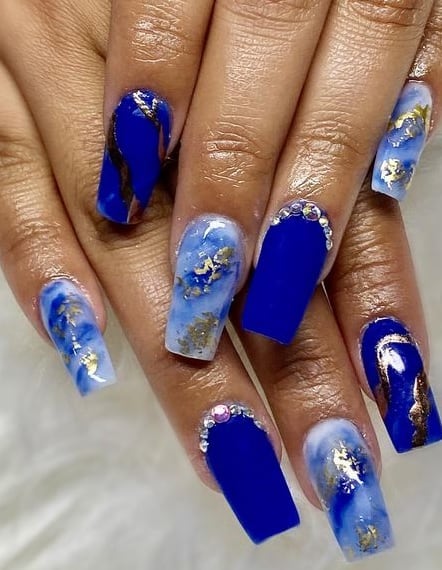 Marble Blue Acrylic Nails