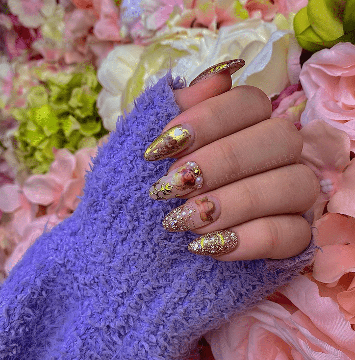 Golden Angelic Nails