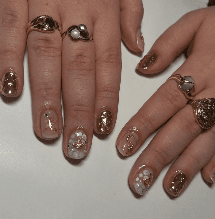 Short Golden Angelic Nails